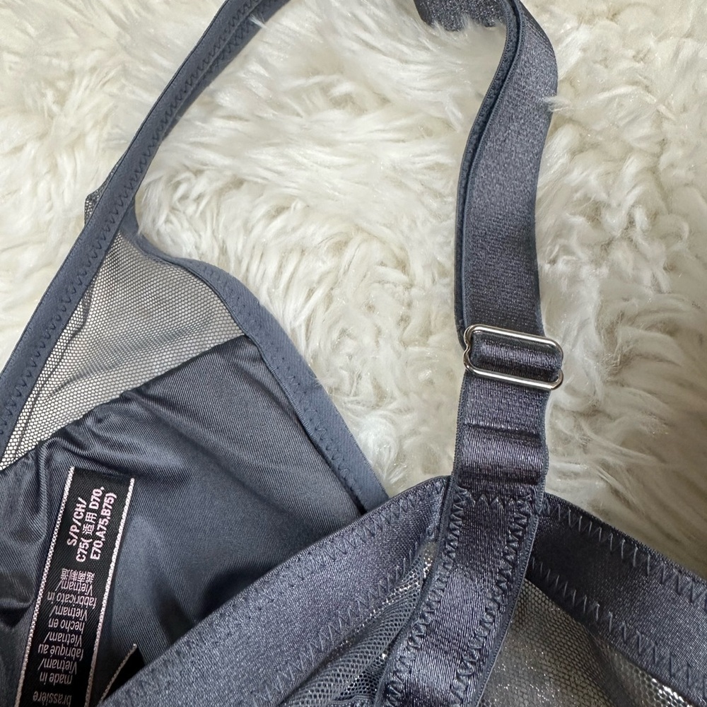 Victoria's Secret Sexy Bralette Charcoal Mesh Shiny Shimmery Small - Picture 8 of 8